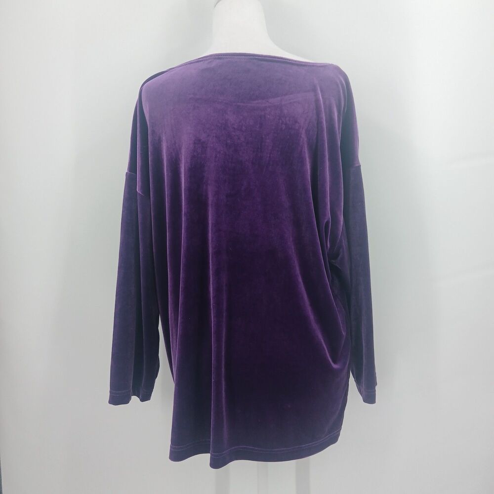 womens vintage purple velvet bob mackie wearable art shirt blouse size large - Picture 4 of 6